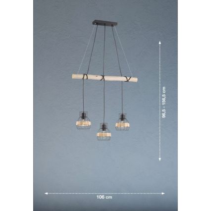 Fischer & Honsel 60798 - Κρεμαστό φωτιστικό οροφής ράγα STRAW 3xE27/40W/230V