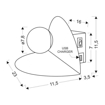 Φως τοίχου LED με φορτιστή ZENIT LED/4W/230V