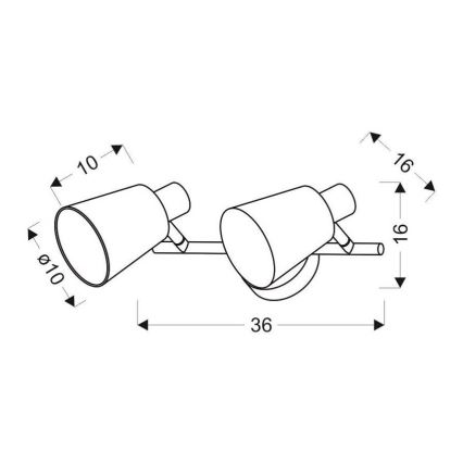 Φως τοίχου PIN 2xE14/40W/230V