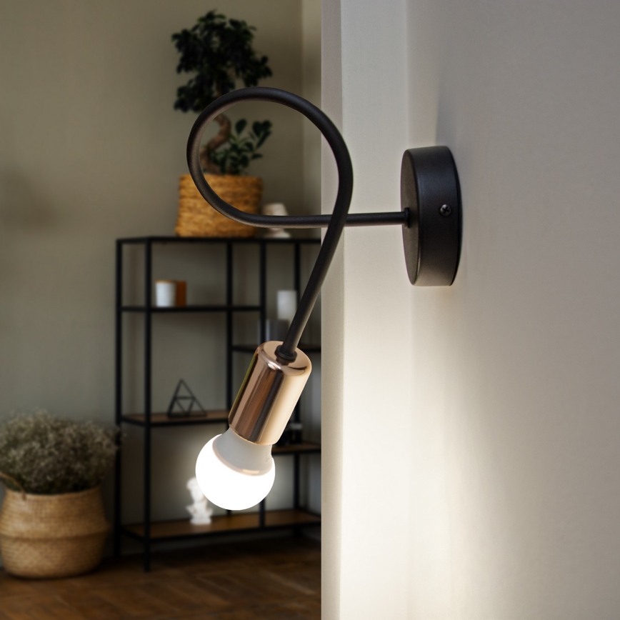 Φως τοίχου TUBE 1xE27/15W/230V μαύρο