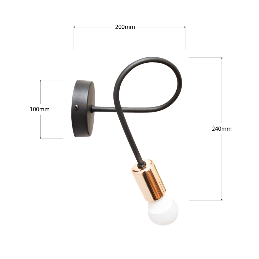 Φως τοίχου TUBE 1xE27/15W/230V μαύρο