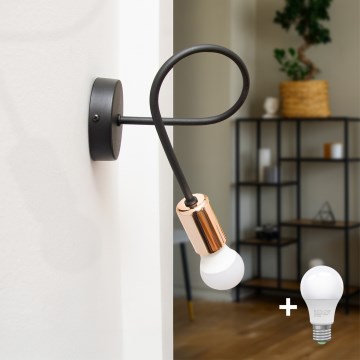 Φως τοίχου TUBE 1xE27/15W/230V μαύρο
