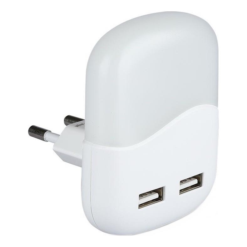 Φωτάκι νυκτός πρίζας LED με αισθητήρα σούρουπου 2xUSB LED/0,45W/230V 3000K