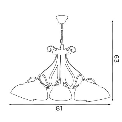 Φωτιστικό οροφής με αλυσίδα ANTICA 5xE27/60W/230V