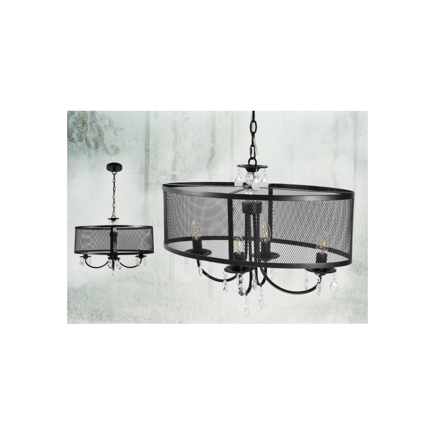 Φωτιστικό οροφής με αλυσίδα BRESSO 4xE14/12W/230V μαύρο