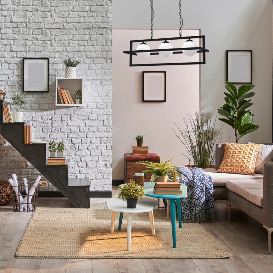 Φωτιστικό οροφής με αλυσίδα DIEGO 3xE14/40W/230V μαύρο