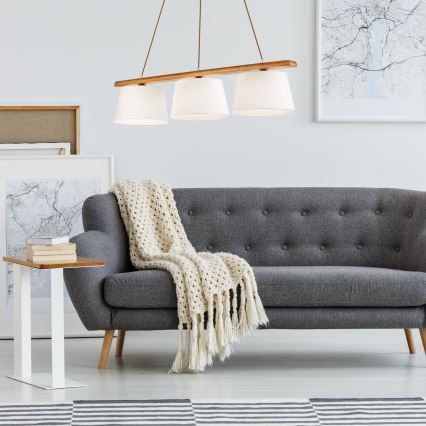 Φωτιστικό οροφής με καλώδιο AIDA 3xE27/60W/230V δρυς