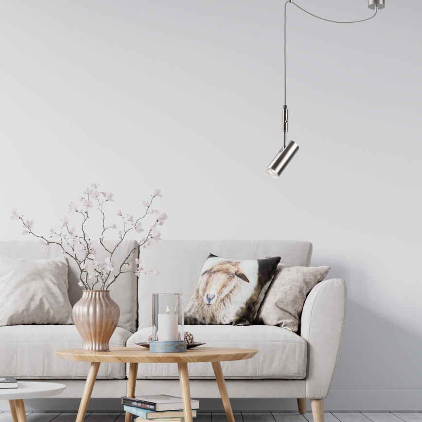 Φωτιστικό οροφής με καλώδιο ALMA 1xGU10/35W/230V χρώμιο