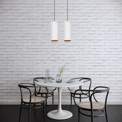 Φωτιστικό οροφής με καλώδιο AVALO 2xE27/60W/230V λευκό/χάλκινο