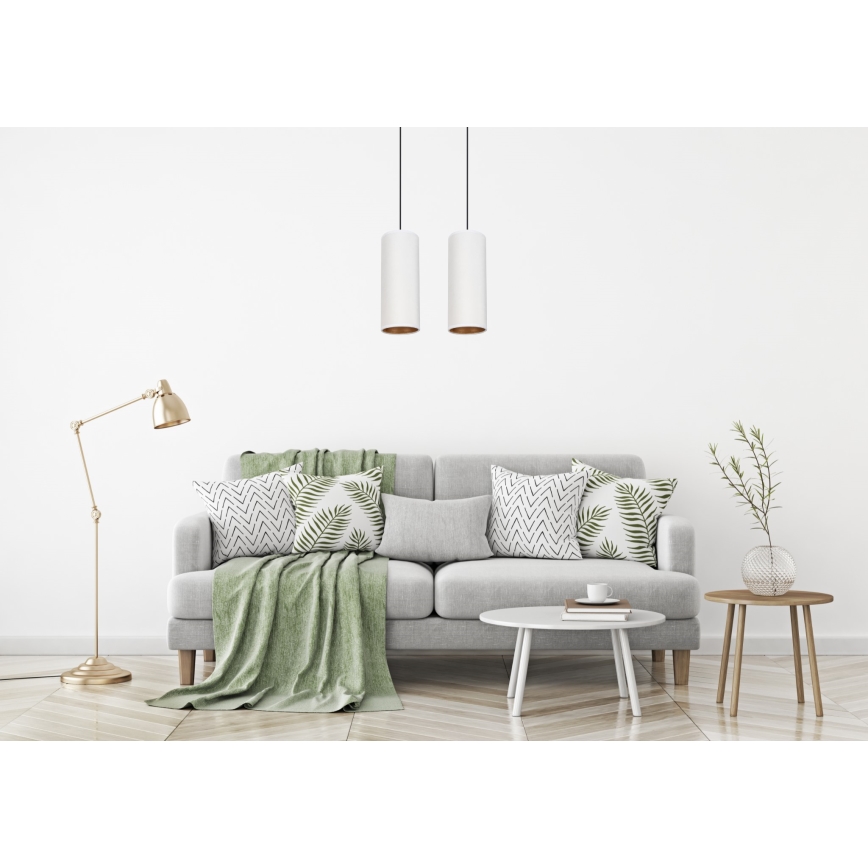 Φωτιστικό οροφής με καλώδιο AVALO 2xE27/60W/230V λευκό/χάλκινο