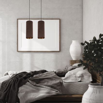 Φωτιστικό οροφής με καλώδιο AVALO 2xE27/60W/230V καφέ/χάλκινο