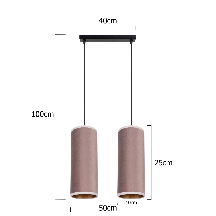Φωτιστικό οροφής με καλώδιο AVALO 2xE27/60W/230V ροζ/χάλκινο