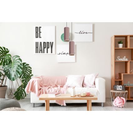 Φωτιστικό οροφής με καλώδιο AVALO 2xE27/60W/230V διάμ. 20 εκ. ροζ/χάλκινο