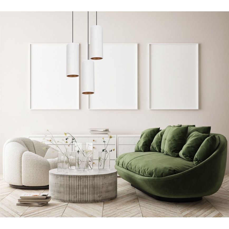 Φωτιστικό οροφής με καλώδιο AVALO 3xE27/60W/230V διάμ. 35 εκ. λευκό/χάλκινο