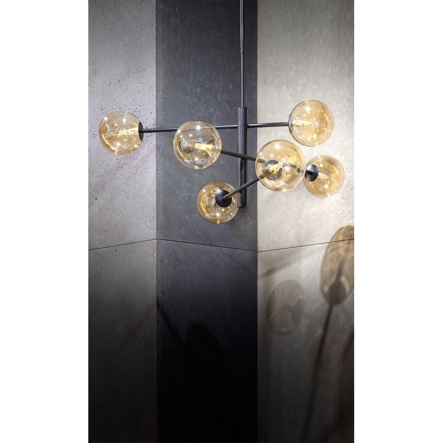 Φωτιστικό κρεμαστό ORO 6xG9/12W/230V μαύρο/χρυσό