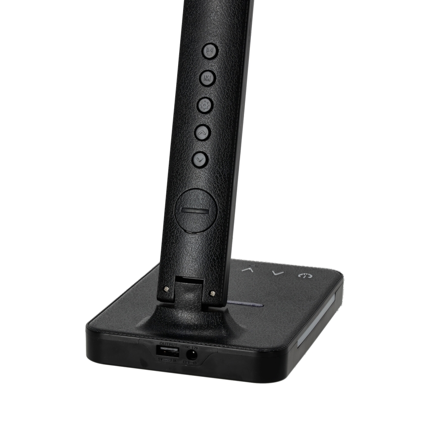 Επιτραπέζιο φωτιστικό LED Dimmable με ασύρματη φόρτιση QI, οθόνη και θύρα USB LED/7W/230V 3000-6000K μαύρο