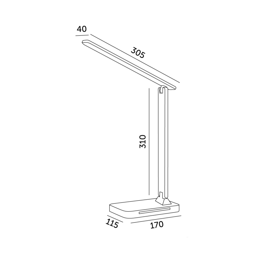 Επιτραπέζιο φωτιστικό LED Dimmable με ασύρματη φόρτιση QI, οθόνη και θύρα USB LED/7W/230V 3000-6000K μαύρο