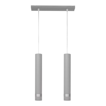Φωτιστικό LED με καλώδιο TUBA 2xGU10/4,8W/230V γκρι/γυαλιστερό χρώμιο