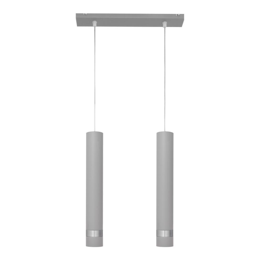 Φωτιστικό LED με καλώδιο TUBA 2xGU10/4,8W/230V γκρι/γυαλιστερό χρώμιο
