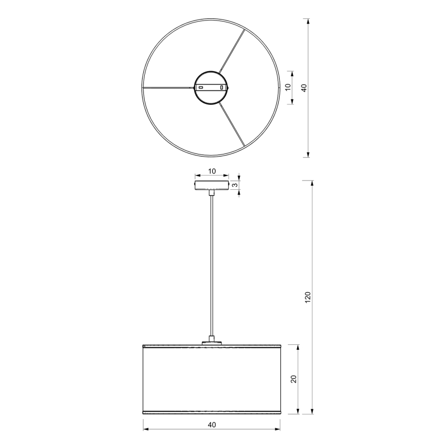 Φωτιστικό οροφής με καλώδιο LOFT SHADE 1xE27/60W/230V διάμ. 40 εκ. λευκό/χρυσό