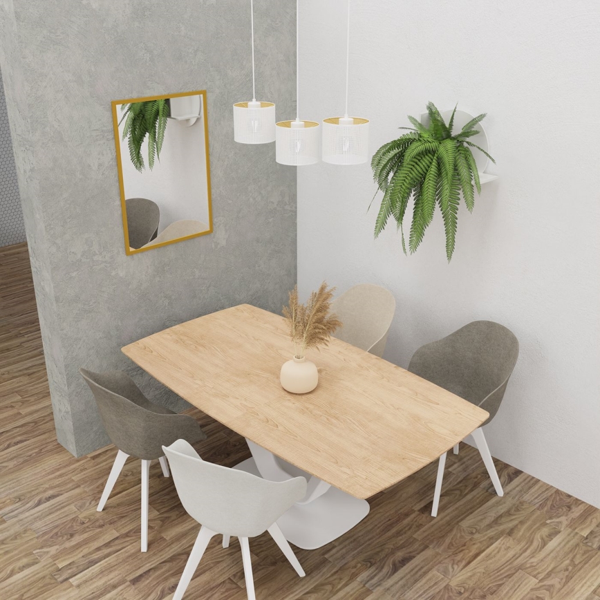 Φωτιστικό οροφής με καλώδιο LOFT SHADE 3xE27/60W/230V λευκό/χρυσό