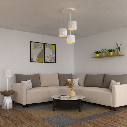 Φωτιστικό οροφής με καλώδιο LOFT SHADE 3xE27/60W/230V λευκό/χρυσό