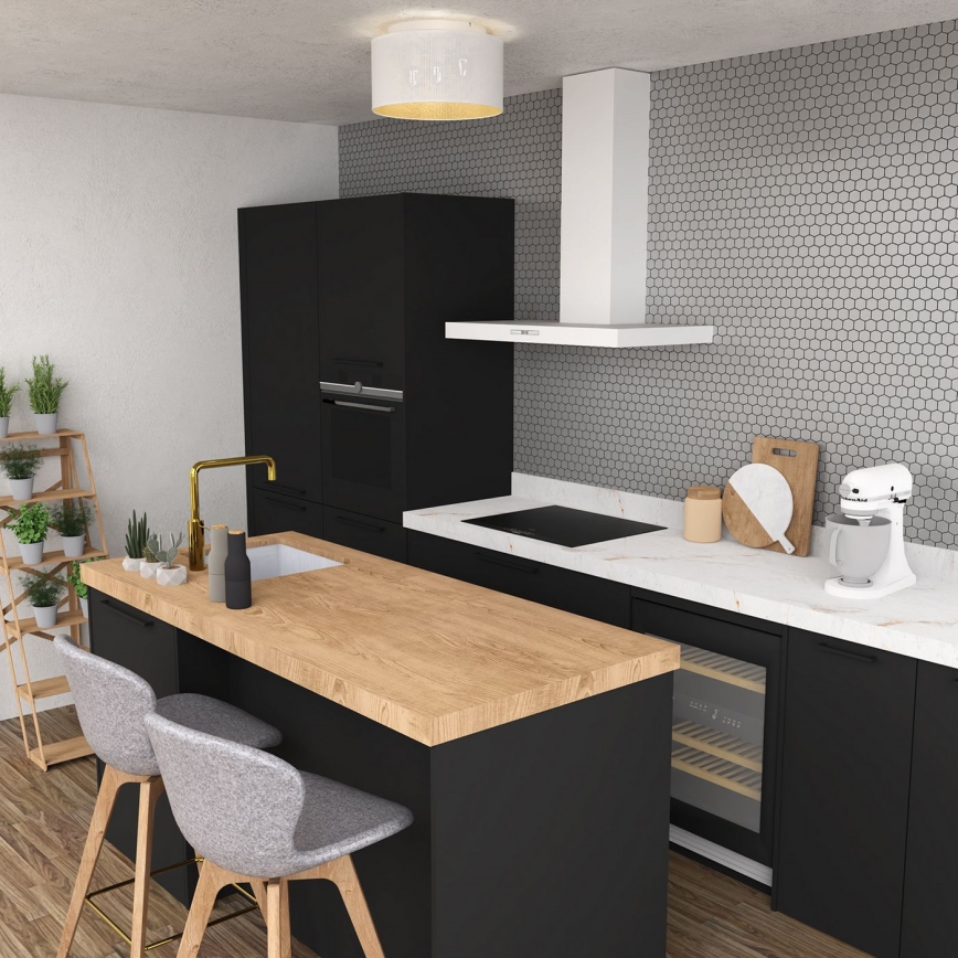 Πλαφονιέρα LOFT SHADE 3xE27/60W/230V λευκό/χρυσό