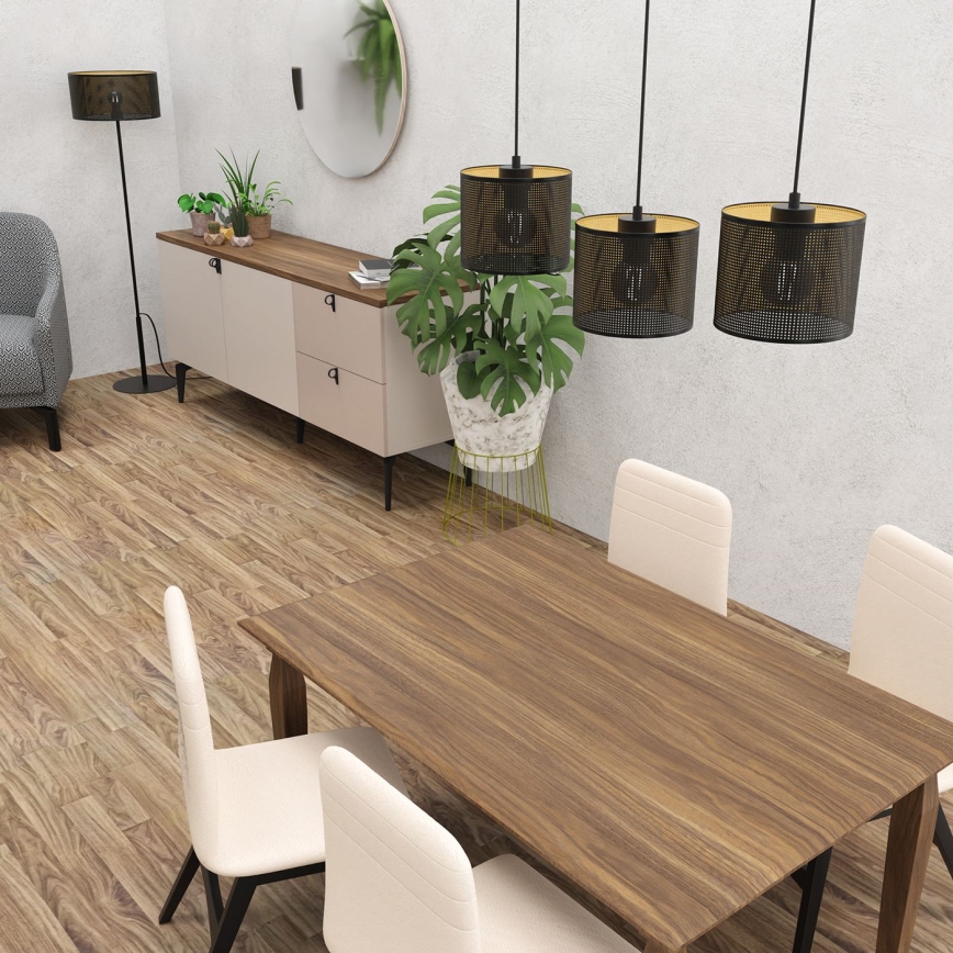 Φωτιστικό οροφής με καλώδιο LOFT SHADE 3xE27/60W/230V μαύρο/χρυσό