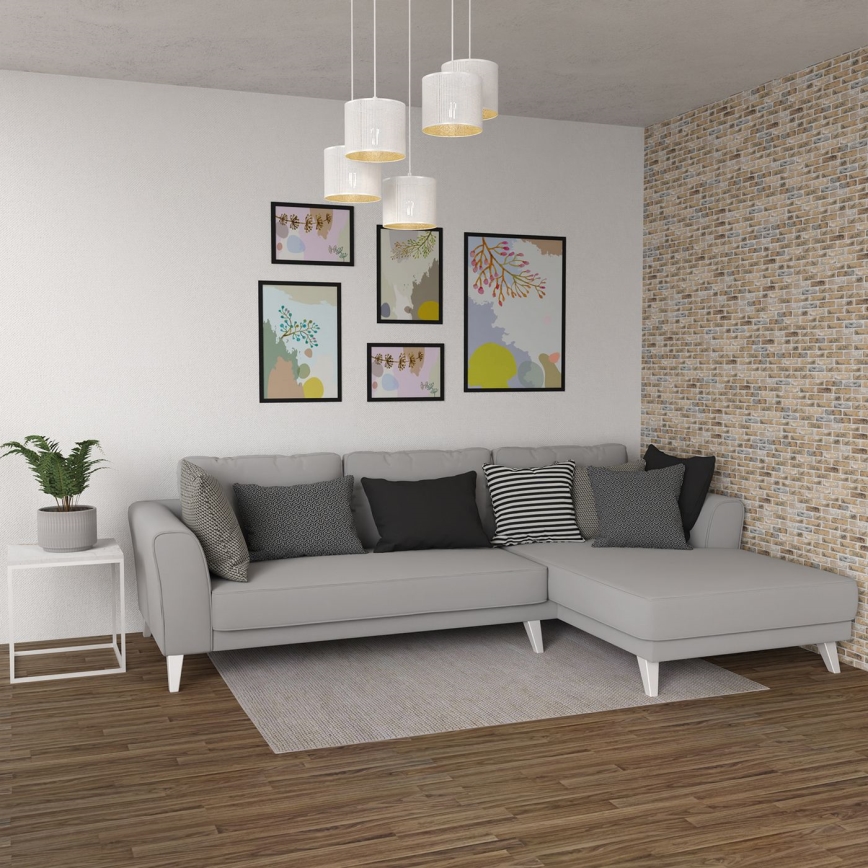 Φωτιστικό οροφής με καλώδιο LOFT SHADE 5xE27/60W/230V λευκό/χρυσό