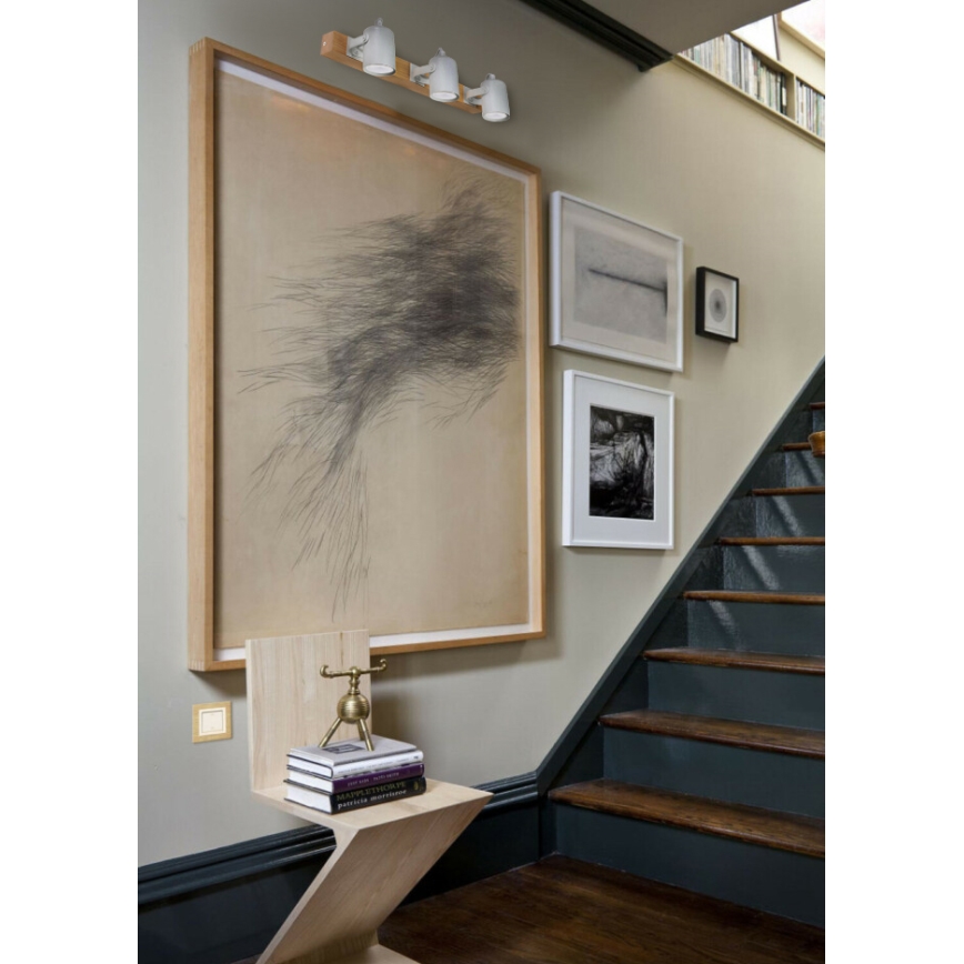 Φωτιστικό σποτ 3xGU10/50W/230V οξιά/λευκό