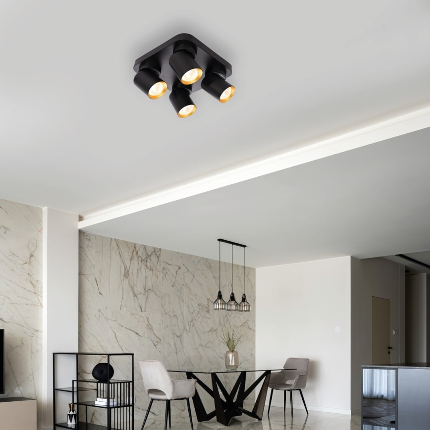 Φωτιστικό σποτ ANDY 4xGU10/8W/230V μαύρο/χρυσαφί