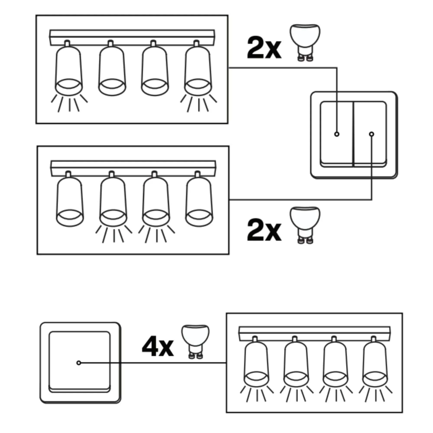 Φωτιστικό σποτ BAMBOO 4xGU10/10W/230V μαύρο