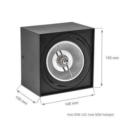 Φωτιστικό σποτ CHLOE AR111 1xGU10/50W/230V γωνιακό μαύρο