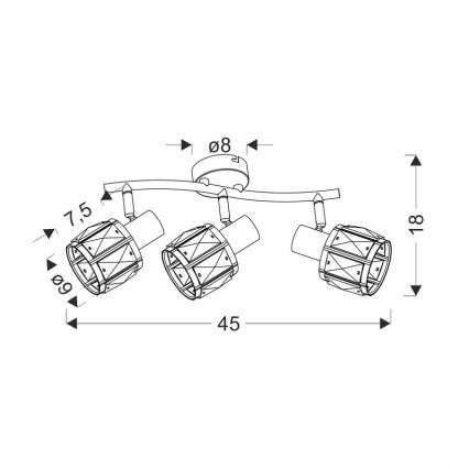 Φωτιστικό σποτ DUBAI 3xE14/40W/230V μαύρο/χρυσό