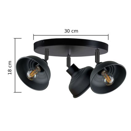Φωτιστικό σποτ FAUN 3xE27/60W/230V μαύρο