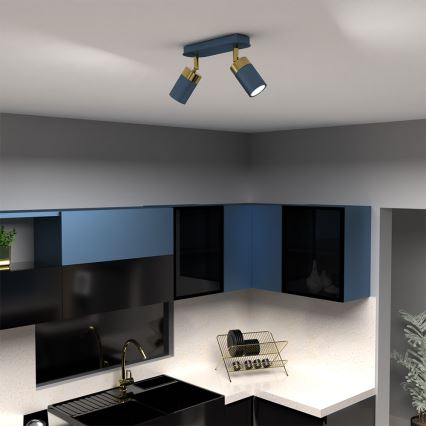 Φωτιστικό σποτ JOKER 2xGU10/25W/230V μπλε/χρυσό