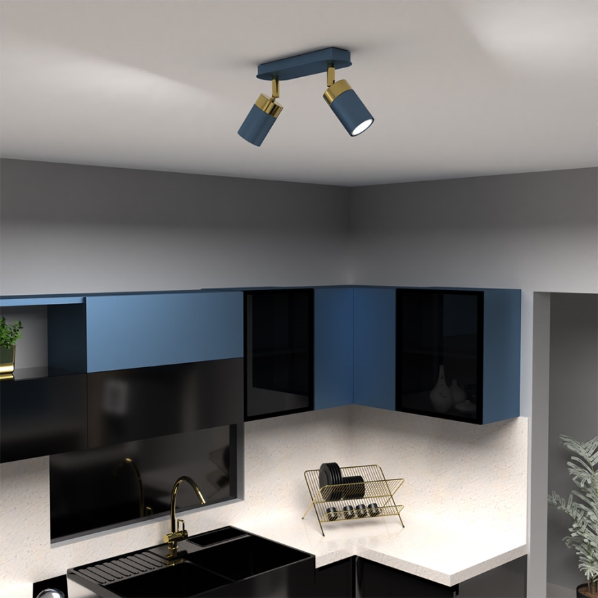 Φωτιστικό σποτ JOKER 2xGU10/25W/230V μπλε/χρυσό