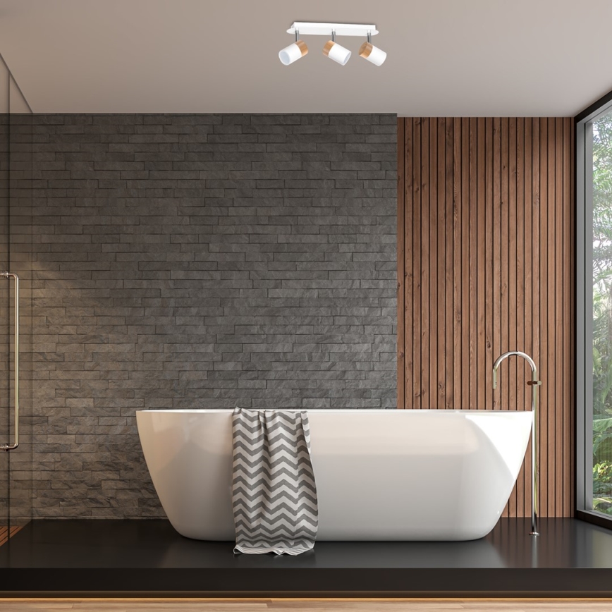 Φωτιστικό σποτ JOKER WHITE WOOD 3xGU10/8W/230V