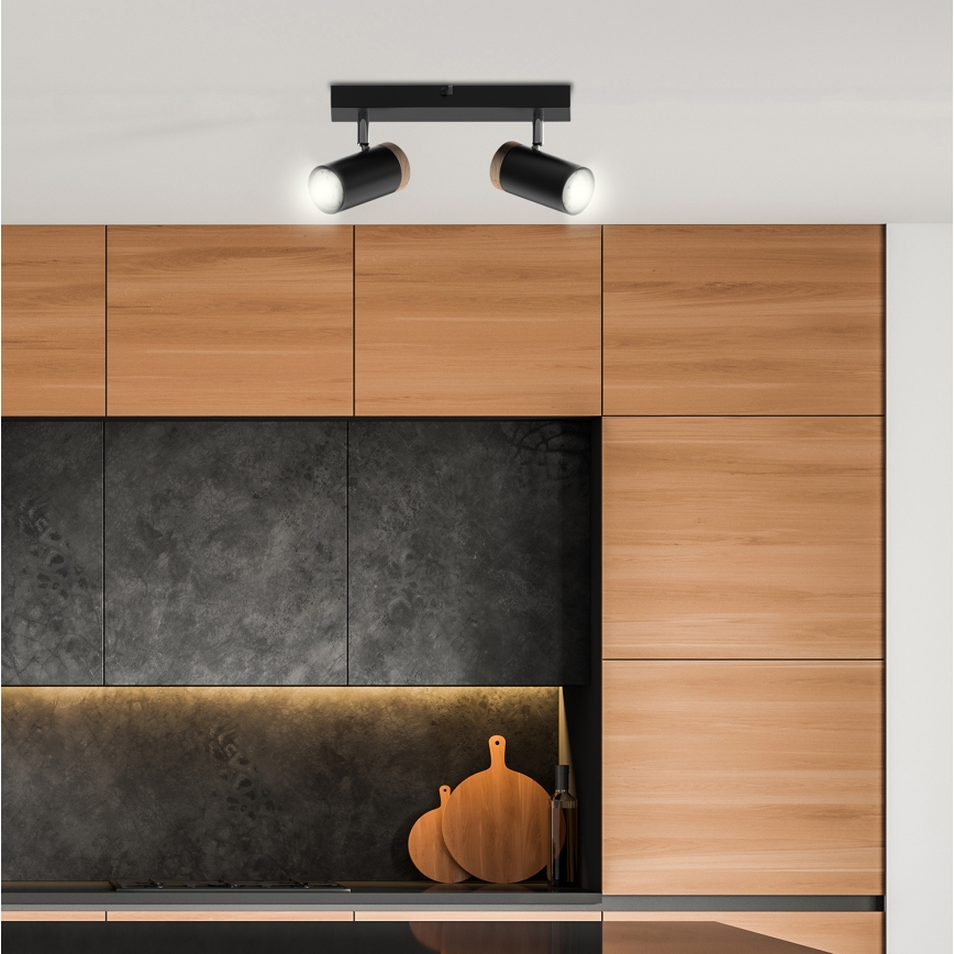 Φωτιστικό σποτ LAGOS 2xGU10/15W/230V μαύρο/καφέ