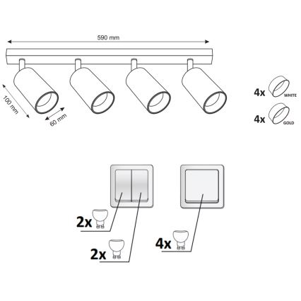 Φωτιστικό σποτ MARIBEL 4xGU10/10W/230V λευκό