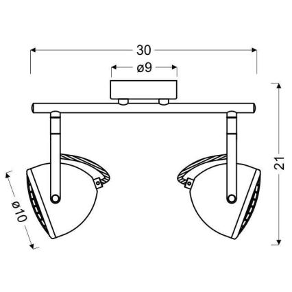 Φωτιστικό σποτ PENT 2xGU10/50W/230V