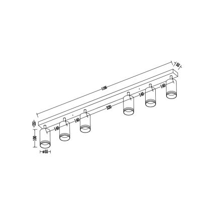 Φωτιστικό σποτ PIPE 6xGU10/10W/230V λευκό