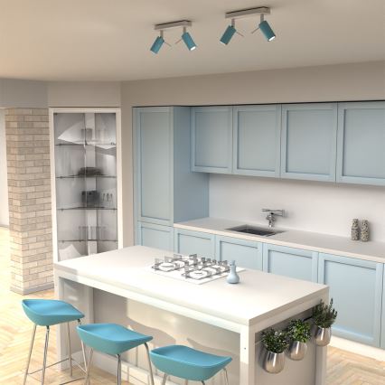 Φωτιστικό σποτ PRESTON 2xGU10/40W/230V μπλε