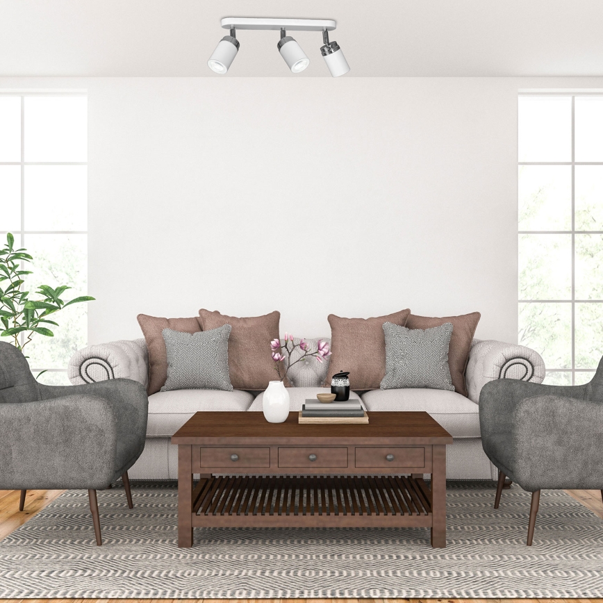 Φωτιστικό σποτ RENO 3xGU10/8W/230V λευκό/γυαλιστερό χρώμιο