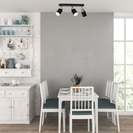 Φωτιστικό σποτ RENO 3xGU10/8W/230V μαύρο/γυαλιστερό χρώμιο