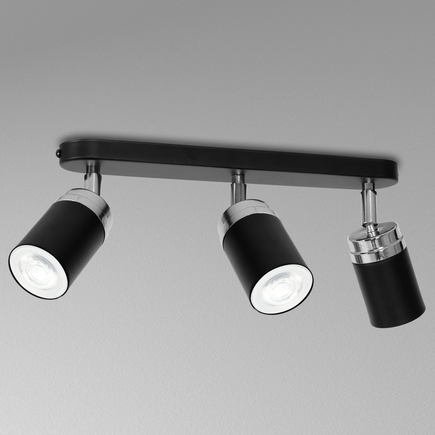 Φωτιστικό σποτ RENO 3xGU10/8W/230V μαύρο/γυαλιστερό χρώμιο