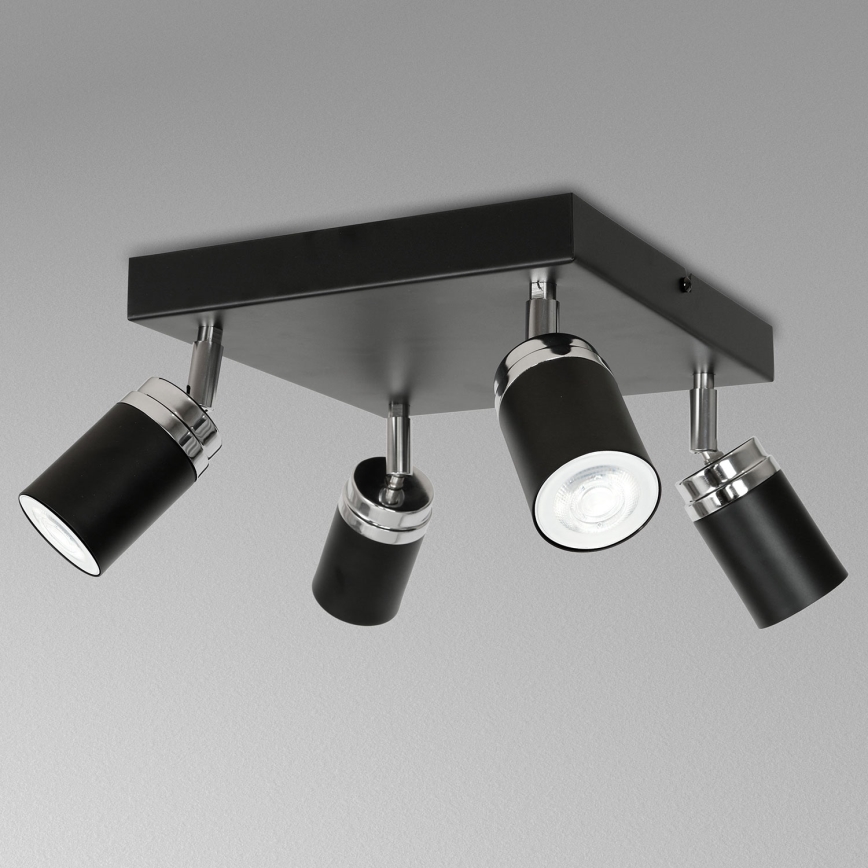 Φωτιστικό σποτ RENO 4xGU10/8W/230V μαύρο/γυαλιστερό χρώμιο