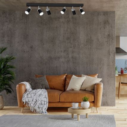 Φωτιστικό σποτ RENO 6xGU10/60W/230V μαύρο/γυαλιστερό χρώμιο