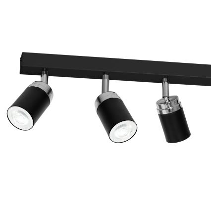 Φωτιστικό σποτ RENO 6xGU10/60W/230V μαύρο/γυαλιστερό χρώμιο