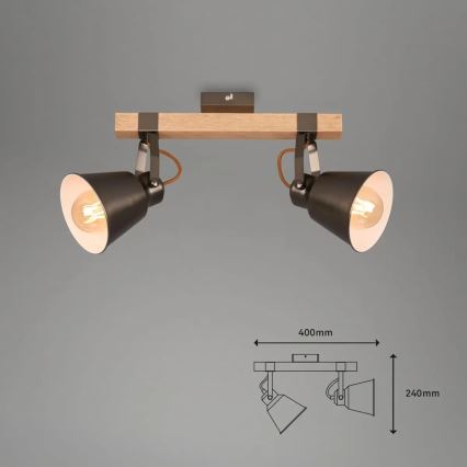Φωτιστικό σποτ RETRO 2xE27/40W/230V καφέ